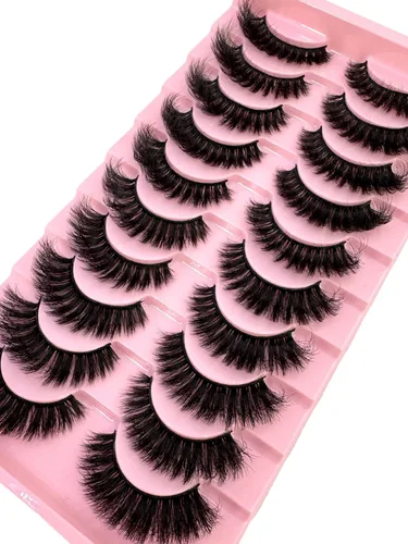 Vista 2 de 10 pares de pestañas postizas de visón 3D, hechas a mano, pestañas largas y finas, pestañas naturales para maquillaje de ojos (3-6)