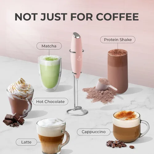 Vista 29 de Zulay Milk Boss Espumador de leche potente manual, hace espuma para latte, batidor para mezclar bebidas, café, miniespumador para capuchino, frappé