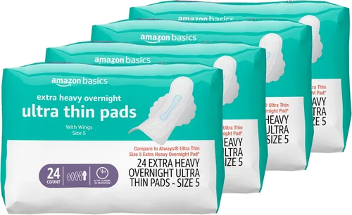Vista 15 de Amazon Basics Almohadillas de absorción regular para mujer, ultra finas con alas flexibles, sin perfume, talla 1, 36 unidades, 1 paquete