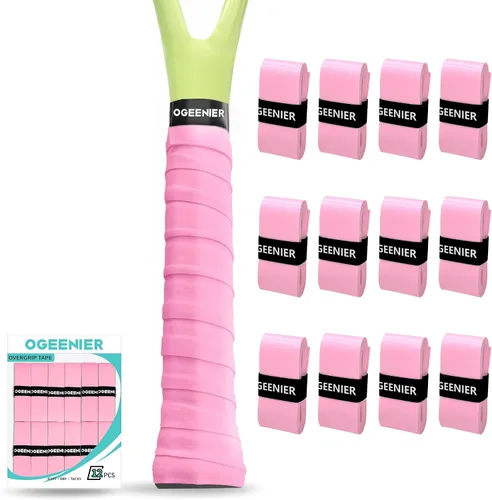 Vista 18 de OGEENIER Cinta de agarre para raqueta de tenis, paquete de 3, 6, 12 cintas de agarre de tenis, absorbente y antideslizante, cinta de agarre suave