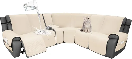Vista 52 de Fundas de terciopelo 10% impermeables para sofá modular reclinable en forma de L, 1 pieza, fundas acolchadas para sofá reclinable esquinero, juego