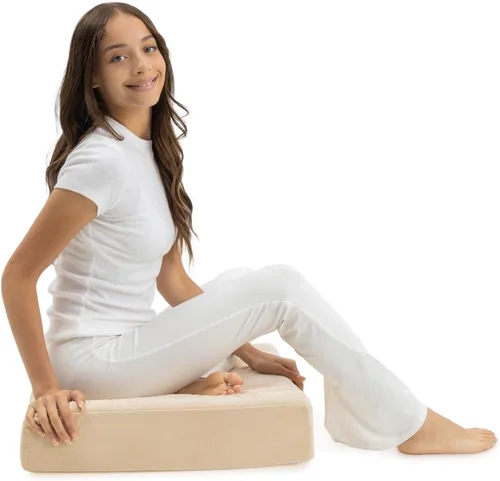 Vista 8 de Milliard Almohada de piso de espuma viscoelástica, cojín cuadrado decorativo de 22 pulgadas con funda acanalada de terciopelo suave lavable