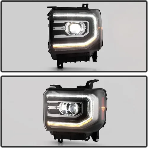 Vista 5 de ACANII - Para 2016 2017 2018 GMC Sierra 1500 Full LED Modelo Proyector Faros Faros Repacement Par Set Izquierdo+Derecho