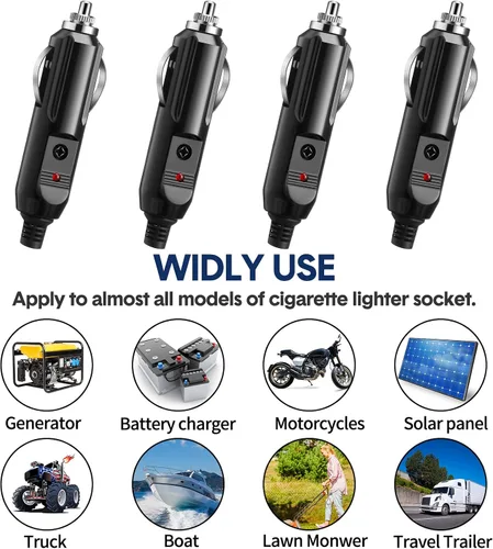 Vista 5 de Paquete de 4 encendedores de cigarrillos de 12 V, enchufe macho de 15 amperios, enchufe auxiliar de 24 V, enchufe de encendedor de cigarrillos