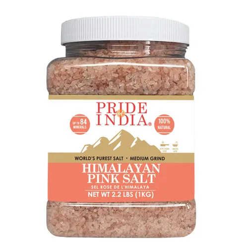 Vista 14 de Pride Of India - Sal rosa oscura del Himalaya - Enriquecida con más de 84 minerales naturales, molido medio de 0.079-0.118 in - Tarro de tamizado