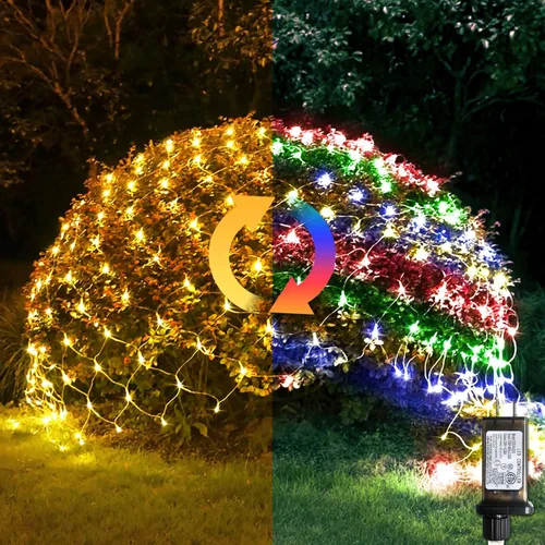 Vista 20 de JMEXSUSS 360 Luces LED de Red de Navidad para Exteriores Luces de Malla, Luz de Arbusto Conectable para Decoraciones de Árbol de Navidad Jardín