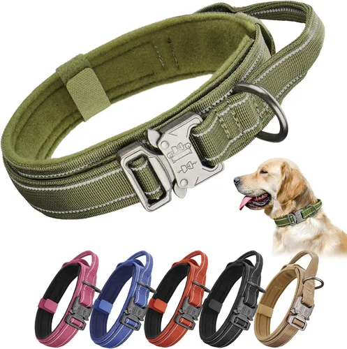 Vista 15 de KCUCOP - Collar táctico para perro, collar militar para perro, collares para perro Tactipup, ajustable, hebilla de metal resistente para perros M, L