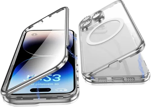 Vista 8 de Funda para iPhone 14 Pro, protección de doble cara de 360 grados compatible con Magsafe de absorción magnética, parachoques de metal frontal