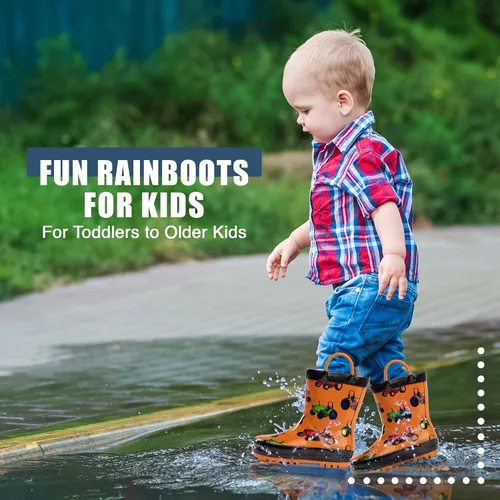 Vista 6 de NORTY - Botas de lluvia, de goma, impermeables, para niños botas de lluvia unicolor y estampadas, para niños