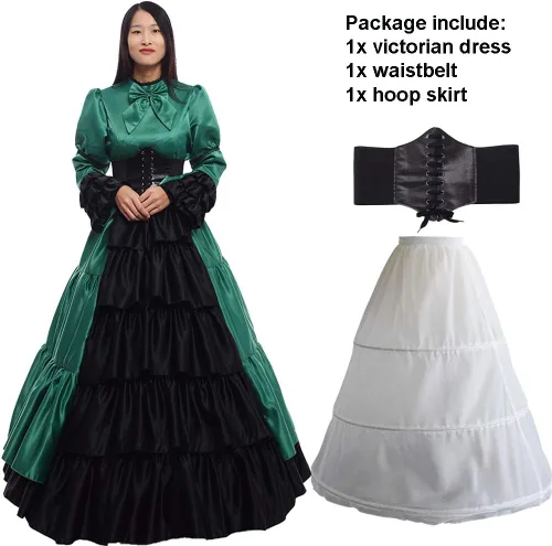 Vista 2 de GRACEART - Disfraz estilo victoriano , rococó, para mujer (vestido y miriñaque)