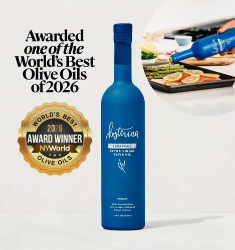 Vista 2 de Kosterina - Aceite de oliva virgen extra orgánico para uso diario, AOVE griego de cocción a alta temperatura, hecho de aceitunas Koroneiki 100%