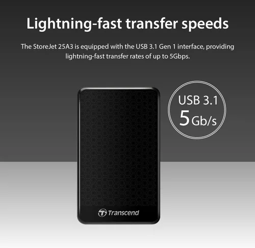 Vista 4 de Transcend Disco duro StoreJet A3 USB 3.0 de 1 TB (TS1TSJ25A3K)