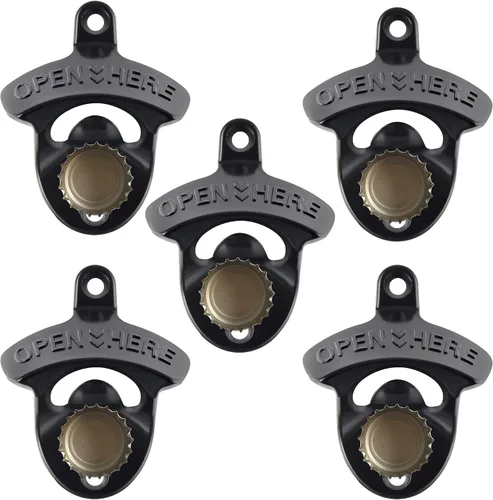 Vista 11 de Abridor de tapas de botellas montado en la pared de bronce antiguo con imanes, soporte de poste magnético retro para abridor de botellas