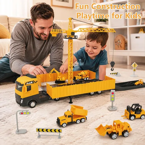 Vista 4 de WEOLULU Camión de construcción Juguetes Regalo de cumpleaños para niños de 3 a 5 años