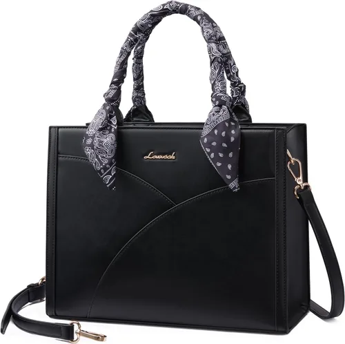 Vista 7 de LOVEVOOK Purses and Handbag for Women, Waterproof PU Leather Tote Purse with Scarf, Satchel Top Handle Bags with Strap Marrón vintage