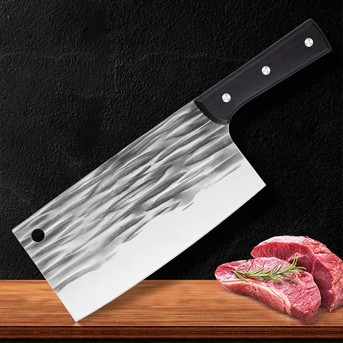 Vista 4 de Cuchillo de chef profesional, acero inoxidable de alta resistencia de 7.5 pulgadas, hoja de cocina afilada con mango de plástico (1)