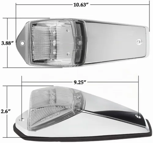 Vista 8 de Partsam 10 luces LED ámbar de cabina de 31 luces LED para techo superior con base cromada compatible con Peterbilt/Freightliner/Western