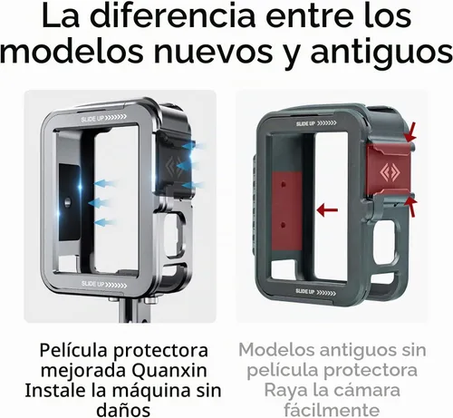 Vista 4 de TELESIN Carcasa metálica de aluminio para GoPro 13, 12, 11, 10, 9, kit de montaje vertical, protector de marco protector de carcasa de esqueleto, se