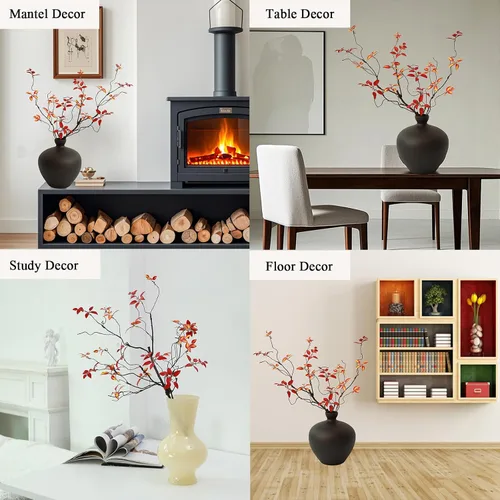 Vista 12 de 3 ramas de árbol de imitación para decoración de jarrones (rojo)