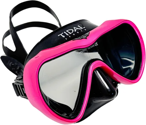 Vista 11 de Tidal Mask-Advanced - Máscara de buceo antivaho para buceo, snorkel, buceo libre y natación. Lente única de vidrio templado gran angular. Negro
