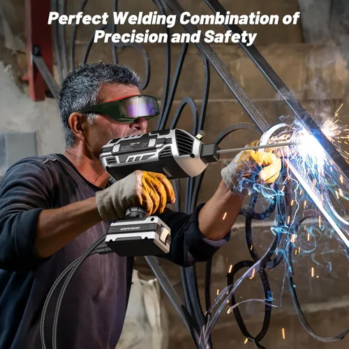 Vista 2 de Máquina de soldadura portátil de 110 V con gafas de oscurecimiento automático: Inversor IGBT de mano soldador ARC pistola soldador – 6 ajustes