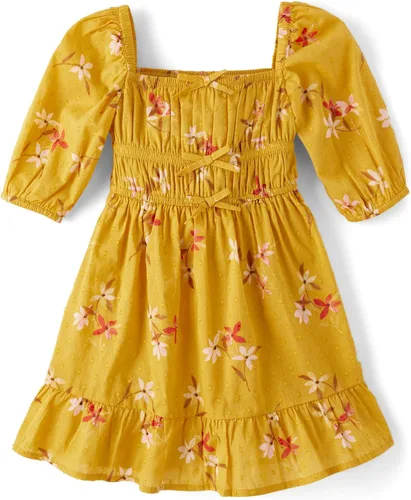 Vista 14 de Gymboree Vestidos escalonados de manga corta para niñas y niñas pequeñas Azul Flores