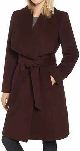 Vista 6 de Cole Haan - Abrigo de lana con cinturón para mujer – Abrigo clásicamente elegante para estilo durante todo el año Cinturón negro.