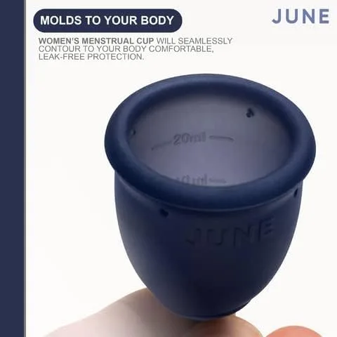 Vista 7 de June Copa menstrual (firme, grande, 1 unidad) – Vaso de silicona suave reutilizable para una protección cómoda y a prueba de fugas – Alternativa