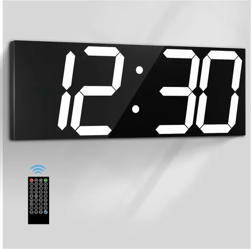 Vista 10 de CHKOSDA Reloj de pared digital grande de 18.7 pulgadas, reloj digital LED con número grande, reloj de pared multifunción con control remoto