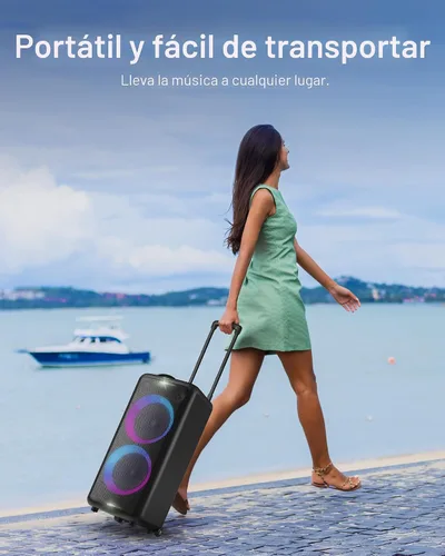 Vista 8 de [Usado] Altavoz de fiesta Bluetooth Philips X5206, portátil con ruedas, emocionante show de luces, máquina de karaoke con micrófono y entrada