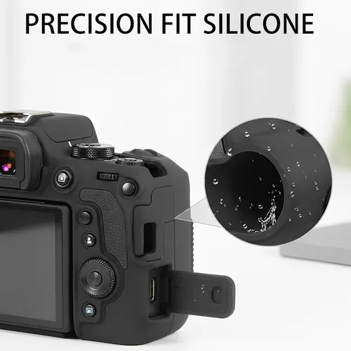 Vista 7 de Funda protectora para cámara compatible con Canon EOS R50 EOSR50, bolsa de silicona de ajuste personalizado, almacenamiento compacto y ligero (negro)
