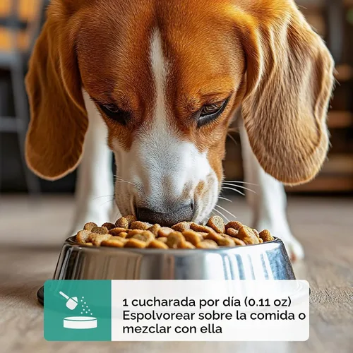 Vista 6 de Polvo de limpieza de dientes de perro, ambientador de aliento de perro + cuidado dental para perros y gatos + removedor de sarro para dientes
