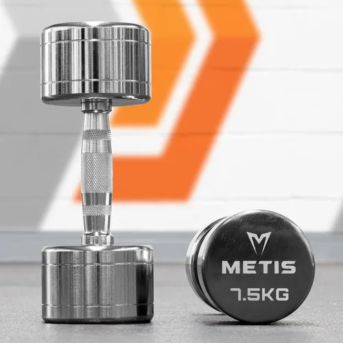 Vista 6 de METIS Mancuernas cromadas [5.5lbs-66lbs] Pesas libres Equipo de fitness