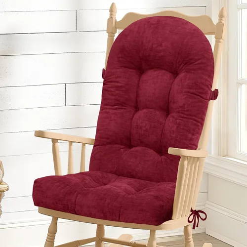 Vista 24 de Cojín para Silla Mecedora - Tela de Chenilla, Esponja de Alta Densidad, Almohadillas de Asiento Copetudas Antideslizantes y Duraderas con Lazos