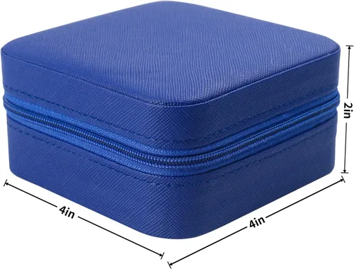 Vista 2 de FireKylin Estuche de joyería de viaje, pequeño organizador de joyas, caja de joyería de viaje, mini estuche de viaje para joyería (azul)