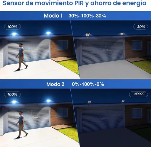 Vista 2 de OKPRO Luces solares de 6000 W para exteriores, 6500 K luz solar de calle IP66 impermeable, luces de inundación de seguridad solar con sensor