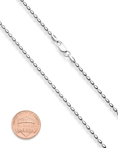 Vista 2 de Miabella Collar de cuentas ovaladas de plata de ley 925 italiana, collar de cadena de bola hecho en Italia