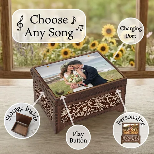 Vista 3 de Caja de música MP3 superior personalizada de la foto, reproduce cualquier canción personalizada, regalo impreso de la imagen