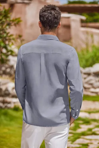 Vista 39 de COOFANDY Camisa Oxford de manga larga con botones para hombre, camisas de vestir de ajuste regular