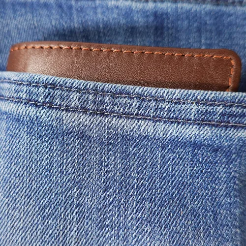 Vista 8 de Cartera de piel de vacuno con bloqueo RFID con capa interior de piel de vaca de primera calidad con doble apertura y soporte para ventana
