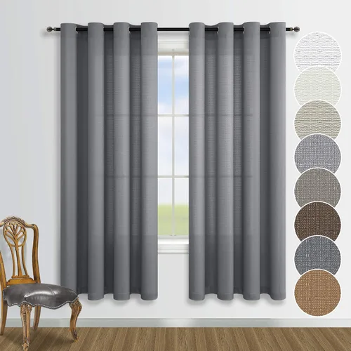 Vista 8 de KOUFALL - Cortinas transparentes con aspecto de lino