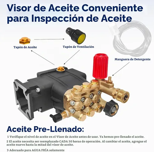 Vista 7 de 3300 PSI Pressure Washer Pump, 3.0 GPM, 3/4" Shaft Replacement Pump 2500-3300 psi Restore Cleaning Power • Fits 5–8HP Engines • Brass Head •