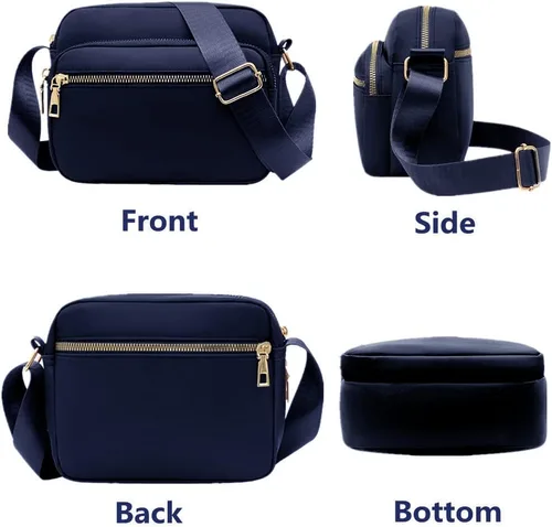 Vista 4 de Bolsos cruzados de nailon para mujer, bolsos y bolsos de mujer, bolsos casuales de mensajero, bolso cruzado negro impermeable
