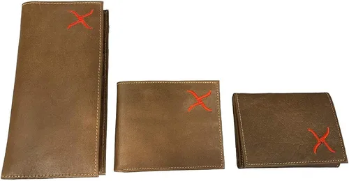 Vista 3 de Twisted X Cartera de piel envejecida con X roja