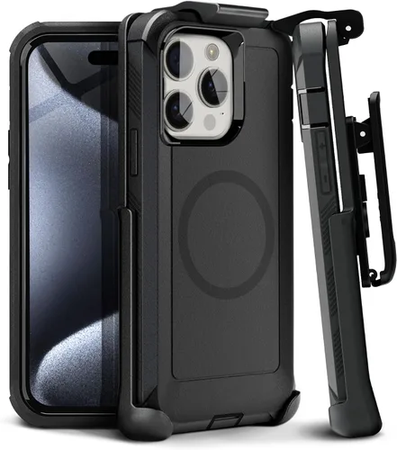 Vista 19 de MOTIVE Funda diseñada para iPhone 15 con clip para cinturón, funda magnética compatible con Magsafe, resistente y protección de grado militar