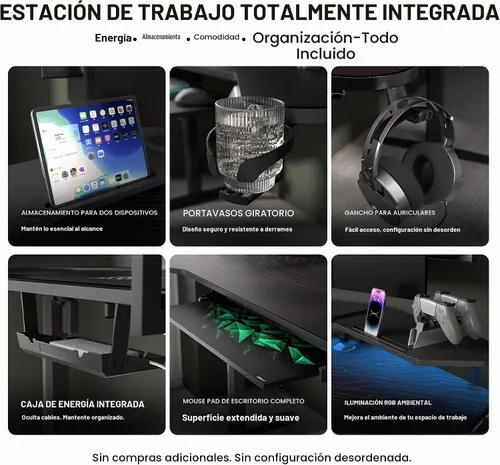 Vista 8 de JWX Pro Max - Escritorio para juegos de altura ajustable de 72 pulgadas