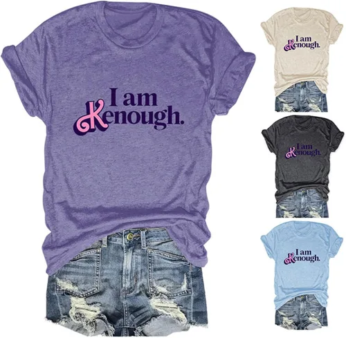 Vista 5 de Camiseta de manga corta con texto en inglés "I Am Enough para hombres y mujeres