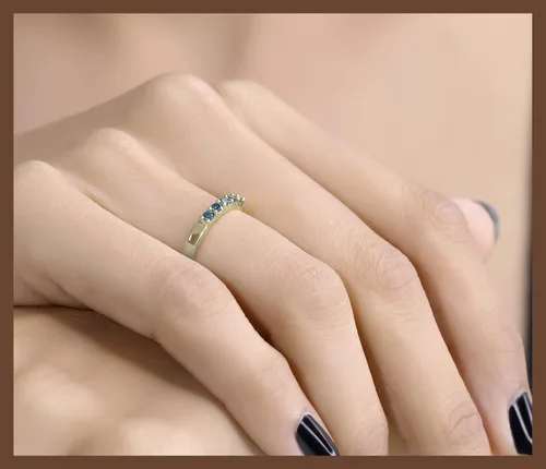 Vista 104 de Dazzlingrock Collection Anillo de boda redondo de 5 piedras preciosas o diamantes para mujer en oro macizo de 10 K/14 K/18 K