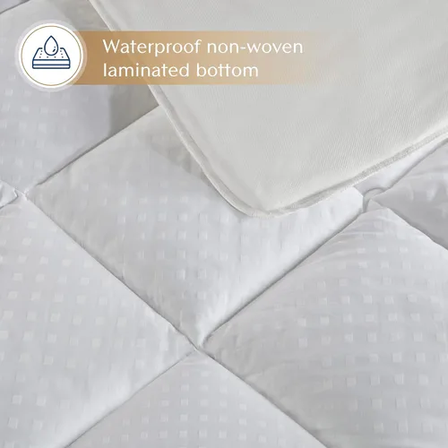 Vista 4 de Croscill Protector de colchón Queen de algodón impermeable, funda acolchada de diamante, sobrellenado, transpirable, bolsillo ajustable para hasta