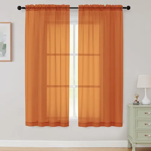 Vista 320 de 2 paneles de cortinas traslúcidas blancas para dormitorio, sala de estar, 96 pulgadas de largo, modernas, suaves, ligeras, con bolsillo para barra